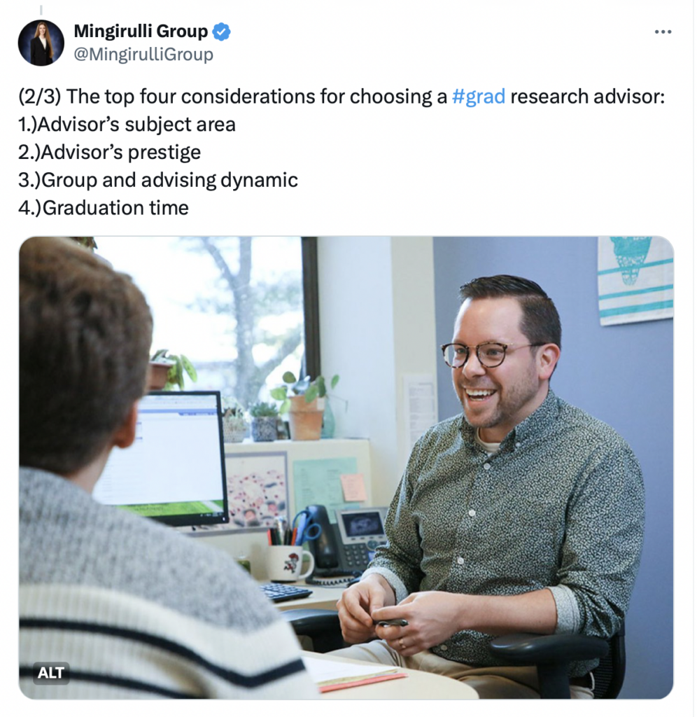 Top four considerations for choosing a grad research advisor